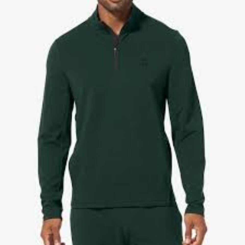 NWT Men's Tommy John Luxe Quarter Zip Pullover Sweatshirt Green Small